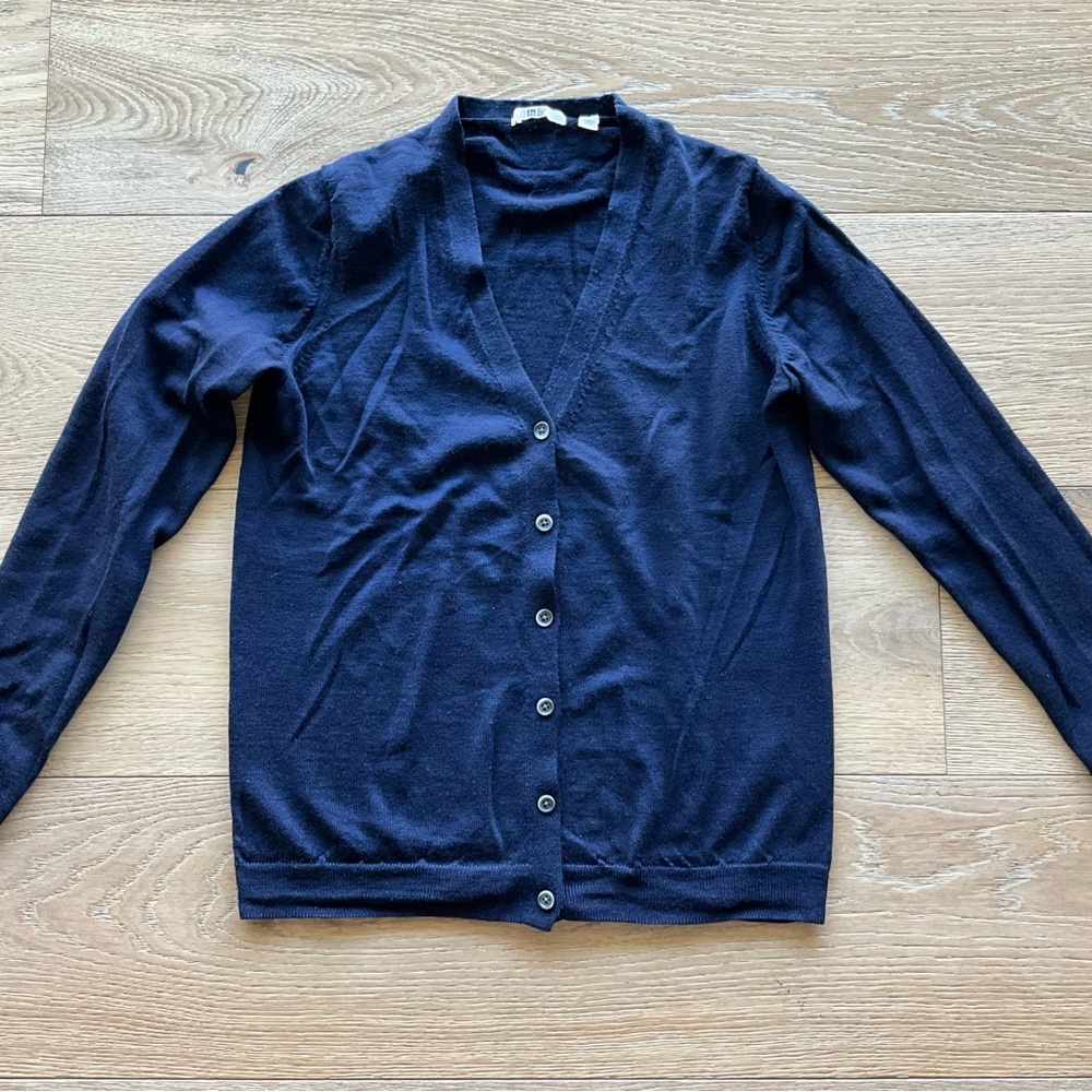 Uniqlo Navy V-Neck Button Cardigan